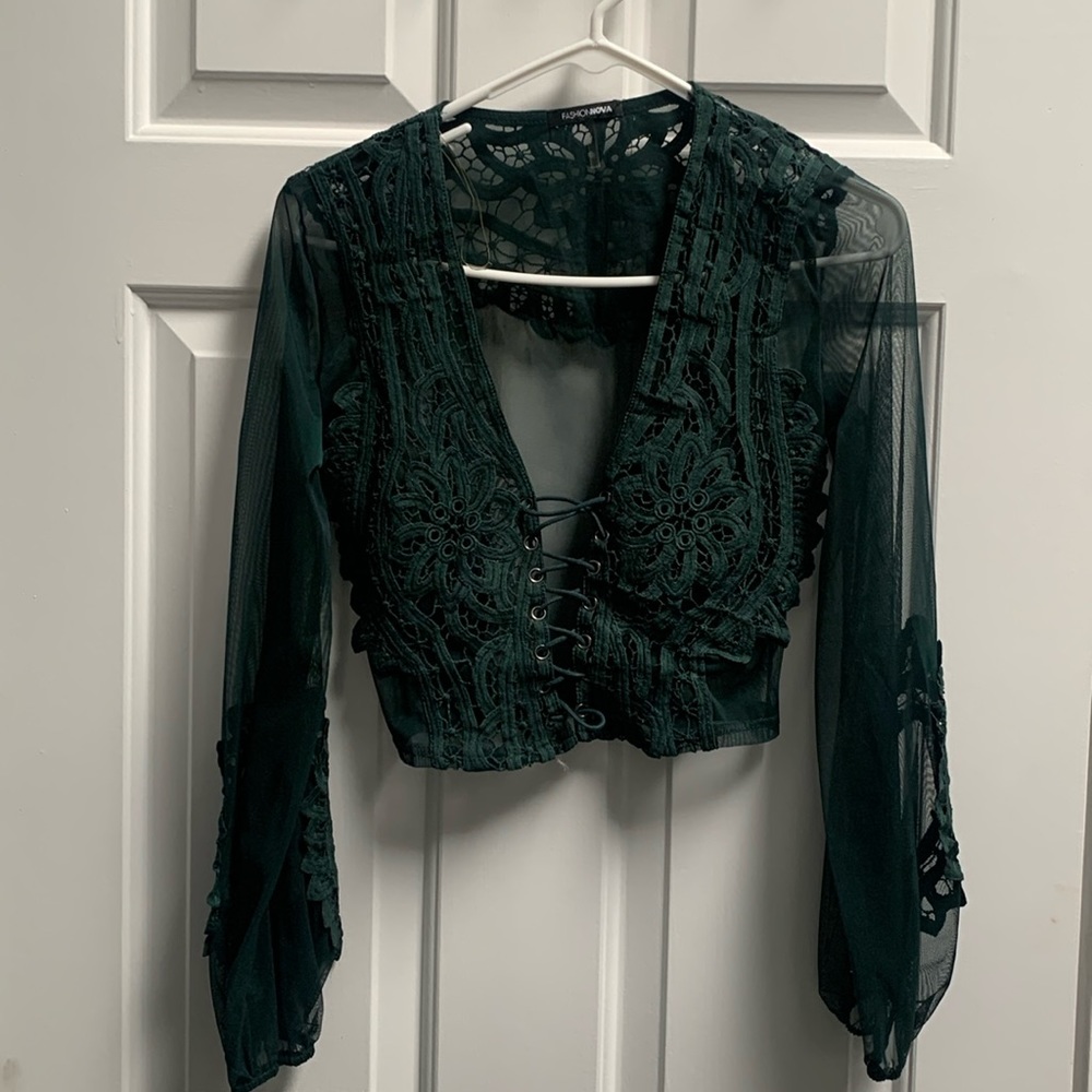Never worn green fashion nova top